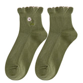 Calcetines con bordado de flores de cabaña